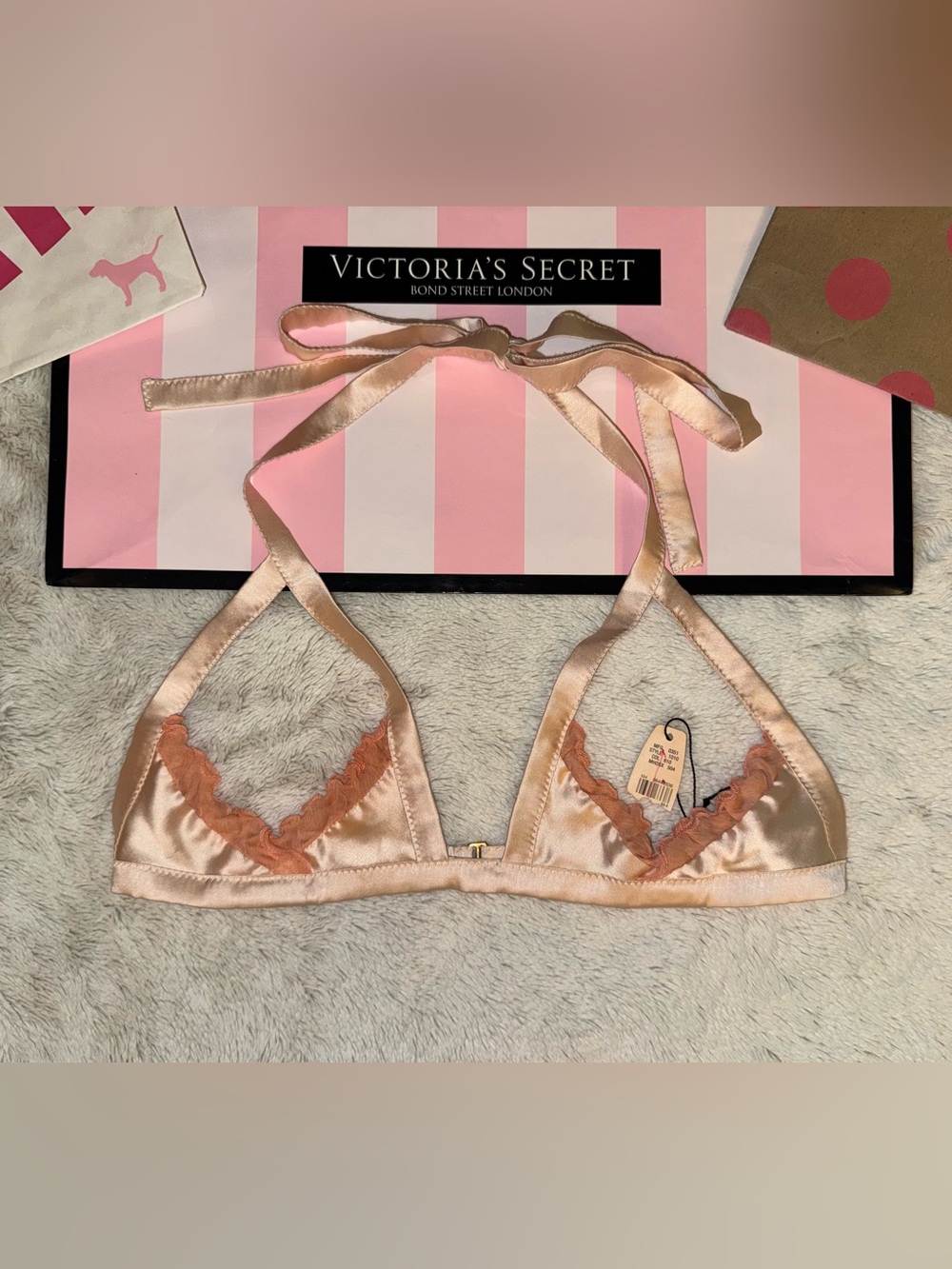 VICTORIA’S SECRET X YOBA ARCHIVAL VINTAGE FRENCH SILK RUFFLE HALTER BRALETTE HTF